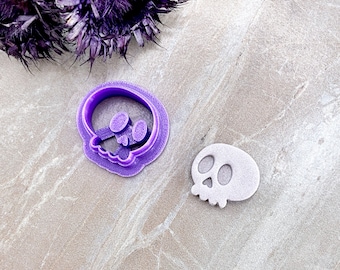 Formine per argilla con teschio, formine per argilla per Halloween, formine per teschio spettrale per Halloween, formine per argilla autunnale / Set singolo o specchiato