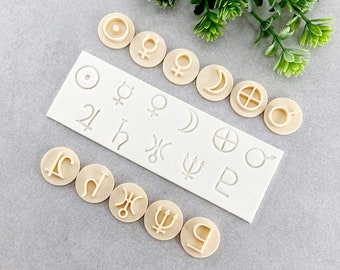Kleistempels met planeetsymbool: koekjes- en fondantstempels van het zonnestelsel - set van 11