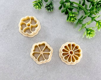 Set di tagliapasta per fiori rotondi in argilla – Tagliapasta per goffratura floreale per orecchini in argilla polimerica