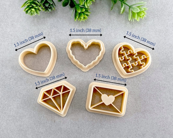 Heart Diamond Valentines Clay Cutters 