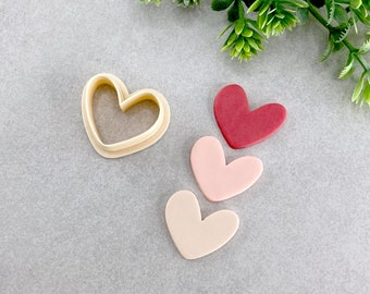 Handdrawn Heart Valentine's Day Clay Cutter, Organic Heart Shaped Polymer Clay Cutter, Cookie & Fondant Cutter, Valentines Clay Cutter