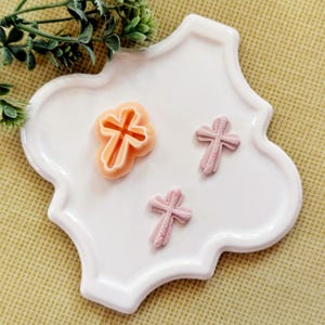 Cross Polymer Clay Cutter with Scalloped Edge - Christian Religious Clay Mold for Jewelry Making