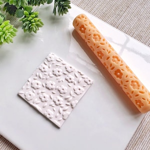 Flowers Clay Texture Roller, Polymer Clay Texture Roller, Valentine&#39;s Day Resin Hand Roller for Polymer Clay, Polymer Clay Tools