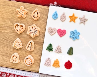 Nordic Christmas Clay Cutter Collection – Polymer Clay Cutters | Star, Heart, Snowflake, Tree, Bell, Round | 1–1.5 Inch Resin Tools