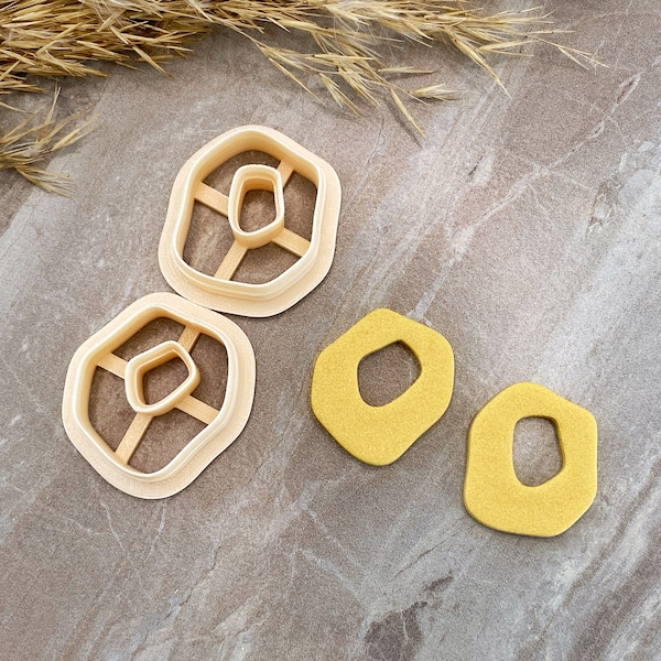 Organic Donuts Clay Cutter Set of 2, Polymer Clay Earring Cutter, Donut Clay Cutters with Mirrored