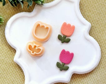 Tulip Stem Polymer Clay Cutter Set, 2-Piece Spring Flower Clay Mold for Botanical Jewelry