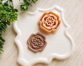 Debossing Daisy Tile Spring Clay Cutter, Embossing Polymer Clay Cutter, Detailed Debossing Floral Cutter for Clay