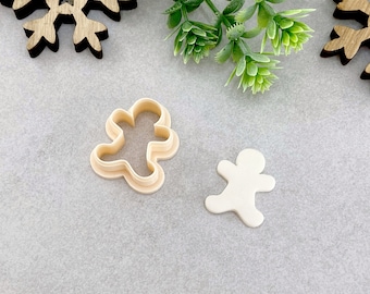 Gingerbread Man Christmas Clay Cutter, Earring Polymer Clay Cutter, Cookie & Fondant Cutter, Winter Cutters for Clay