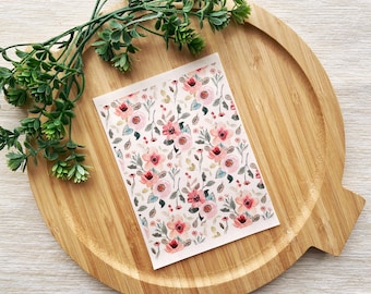 Soft Pink Floral Clay Transfer Sheet, Water Soluble Transfer Paper, Polymer Clay Image Transfers