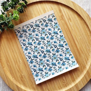 Blue Toned Flowers Floral Clay Transfer Sheet, Water Soluble Transfer Paper, Polymer Clay Image Transfers