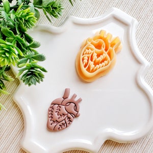 Floral Anatomical Heart Clay Cutter, Embossing Mystical Polymer Clay Cutter, Detailed Embossing Witchy Cutter for Clay image 1
