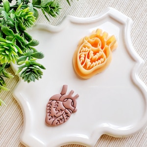 Floral Anatomical Heart Clay Cutter, Embossing Mystical Polymer Clay Cutter, Detailed Embossing Witchy Cutter for Clay
