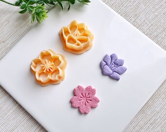 Crocus en Sakura Bloemen Lente Clay Cutter Set, Flower Embossing Polymer Clay Cutter, Cookie & Fondant Cutter, Clay Cutter Set van 2