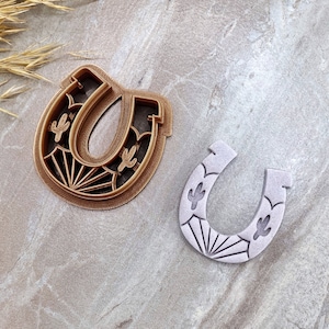 Boho Cactus Horseshoe Clay Cutter, Boho Polymer Clay Cutter, Cookie & Fondant Cutter | SunflowerBlossomsB Collab V.2