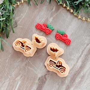Christmas Truck With Tree Clay Cutter, Polymer Clay Cutter for Earrings, Winter Cutters for Clay | 2022