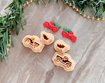 Christmas Truck With Tree Clay Cutter, Polymer Clay Cutter for Earrings, Winter Cutters for Clay | 2022