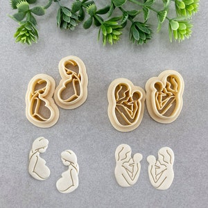 Mothers and Babies Mother&#39;s Day Clay Cutter Set of 4, Polymer Clay Cutter Set, Cookie & Fondant Cutter for Mother&#39;s Day