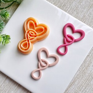 Infinity Cutout Heart Dangle Polymer Clay Cutter, Cutout Polymer Clay Cutter, Valentine&#39;s Day Clay Cutters
