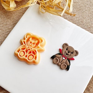 Vampire Teddy Bear Clay Cutter for Polymer Clay Earrings - Clay Cutter for Halloween, Cute, and Spooky Jewelry Making