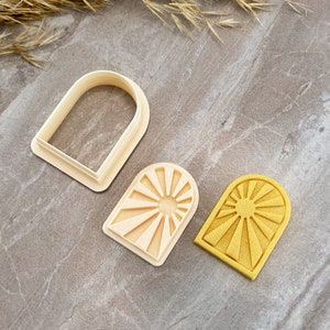 Sun Rays Clay Cutter & Stamp Set, Polymer Clay Earring Cutter, Embossing Arch Clay Cutter