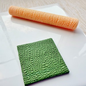 Rouleau texturé peau de serpent pour pâte polymère - Rouleau écaille de reptile pour bijoux imprimés animal, similicuir et argile audacieuse