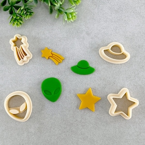 Space Clay Cutter Set, Alien Polymer Clay Cutter, Cookie & Fondant Cutter, Space Themed Cutter Set for Clay, Star, UFO, Alien, Shooting Star