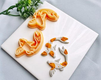 Koi Fish Clay Cutter, Summer Polymer Clay Earring Cutter, Embossing Summer Clay Cutter