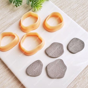 Organic Pebbles Clay Cutters, Outline Polymer Clay Cutter, Stud and Dangle Earring Cutters for Clay