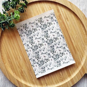 Watercolor Soft Green Floral Clay Transfer Sheet, Water Soluble Transfer Paper, Polymer Clay Image Transfers