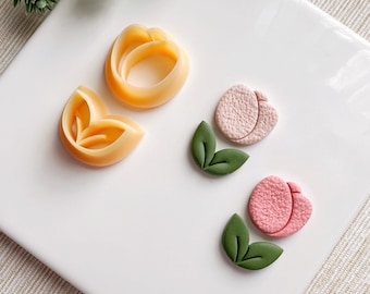 Ensemble d'emporte-pièces tulipes et feuilles printanières, emporte-pièces en pâte polymère pour le printemps, emporte-pièces pour fleurs en argile