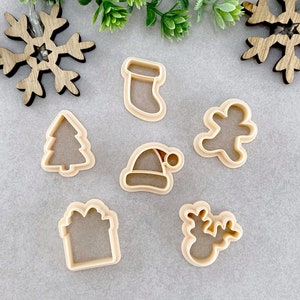 Christmas Clay Cutter Set, Earring Polymer Clay Cutter, Cookie & Fondant Cutter, Winter Stud Cutter Set of 6