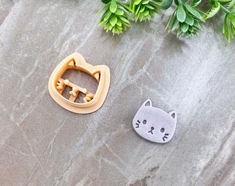 Cat Clay Cutter, Animal Polymer Clay Cutter, Cookie & Fondant Cutter, Embossing Cute Cat Face Cutter for Clay
