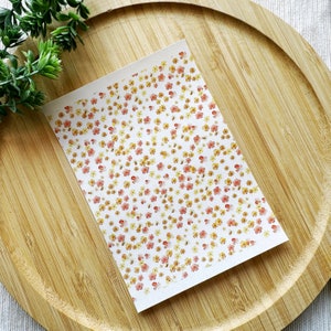Tiny Orange Flowers Floral Clay Transfer Sheet, Water Soluble Transfer Paper, Polymer Clay Image Transfers