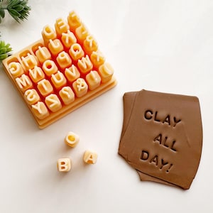 Sellos de arcilla con letras mayúsculas: perfectos para trabajos de cerámica y arcilla polimérica, juego de sellos