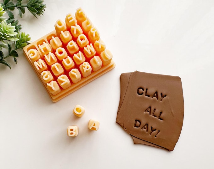 Uppercase Alphabet Clay Stamps - Perfect for Pottery & Polymer Clay Crafting, Stamp Set