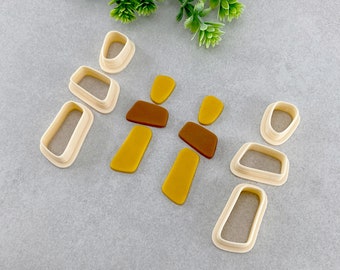 Organic Clay Cutter Set, Pebble Dangle Earring Polymer Clay Cutter, Cornered Abstract Clay Cutter, Set of 3 or 6