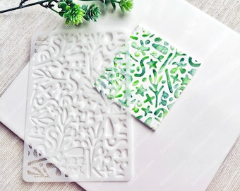 Summer Theme Clay Stencil Sheet, Reusable Polymer Clay Stencil for Texture, Boho Pattern Stencil