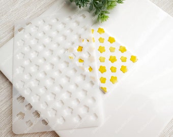 Daisy Flower Clay Stencil Sheet, Reusable Polymer Clay Stencil for Texture, Plant Floral Stencil