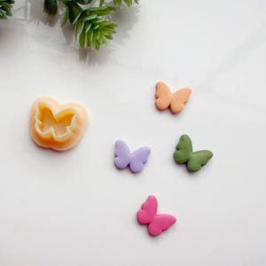 以下が含まれることがあります： 蝶の形をしたシリコンモールド。紫、緑、ピンク、オレンジの4つの小さな蝶の形があります。