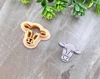 Embossing Cow Clay Cutter, Animal Polymer Clay Cutter, Cookie & Fondant Cutter, Embossing Cow Head Cutter for Clay