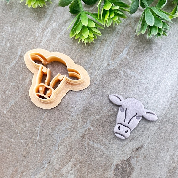 Embossing Cow Clay Cutter, Animal Polymer Clay Cutter, Cookie & Fondant Cutter, Embossing Cow Head Cutter for Clay