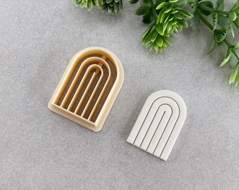 Emporte-pièce en forme d'arc-en-ciel pour gaufrage en pâte polymère, outil pour boucles d'oreilles géométriques rainurés