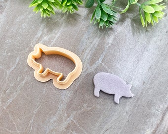 Pig Clay Cutter, Animal Polymer Clay Cutter, Cookie & Fondant Cutter, Outline Pig Cutter for Clay, Single or Mirrored Set