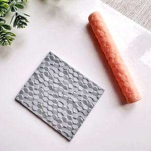 3D Hexagons Clay Texture Roller, Polymer Clay Texture Roller, Resin Hand Roller for Polymer Clay, Polymer Clay Tools