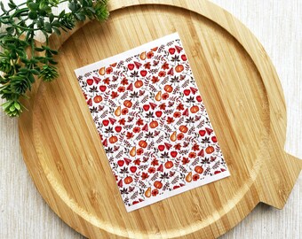 Apple Pumpkins Fall Clay Transfer Sheet, Water Soluble Transfer Paper, Polymer Clay Image Transfers, Fall Leaves