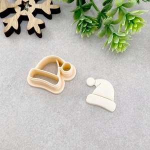 Santa's Hat Christmas Polymer Clay Cutter, Embossing Polymer Clay Earring Cutter, Cookie & Fondant Cutter, Winter Hat Cutter