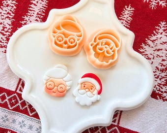 Santa and Mrs Claus Clay Cutter – Polymer Clay Christmas Earrings Tool – 1, 1.25, 1.5 Inch Resin Cutter Set