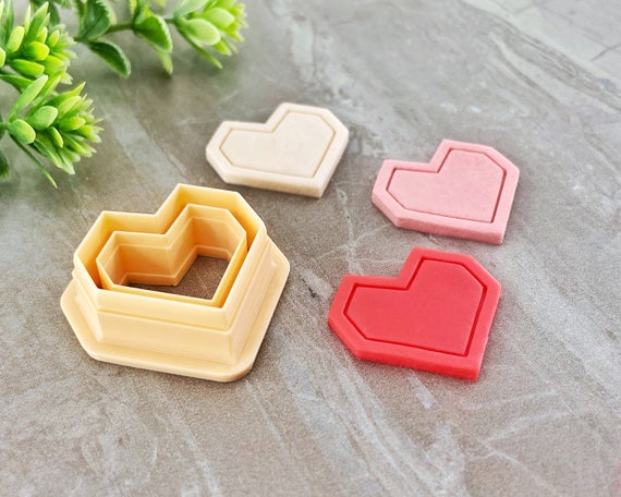 Border Heart Clay Cutters, Heart Shaped Polymer Clay Cutter