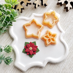 Poinsettia Maker Christmas Clay Cutter Set of 3, Polymer Clay Cutter for Christmas, Winter Cutters for Clay