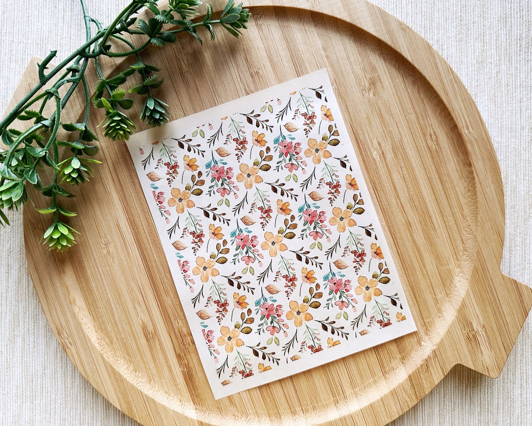 Soft Orange Flowers Floral Clay Transfer Sheet, Water Soluble Transfer ...